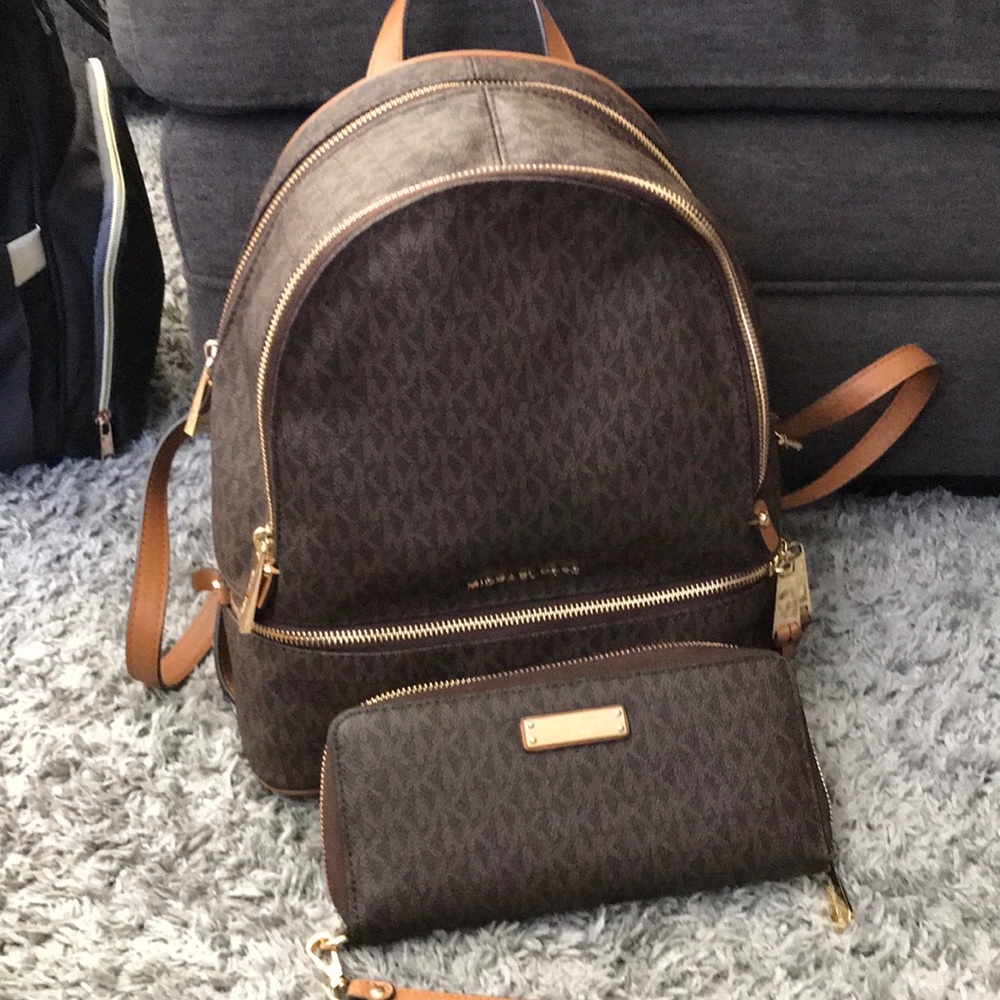 Michael Kors Rhea backpack and wallet